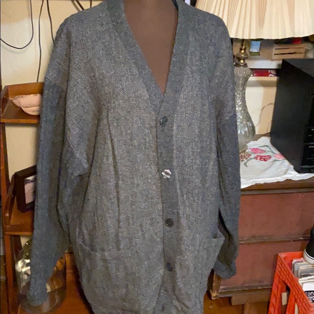 Perry Ellis heathered chevron front cardigan SZ XL